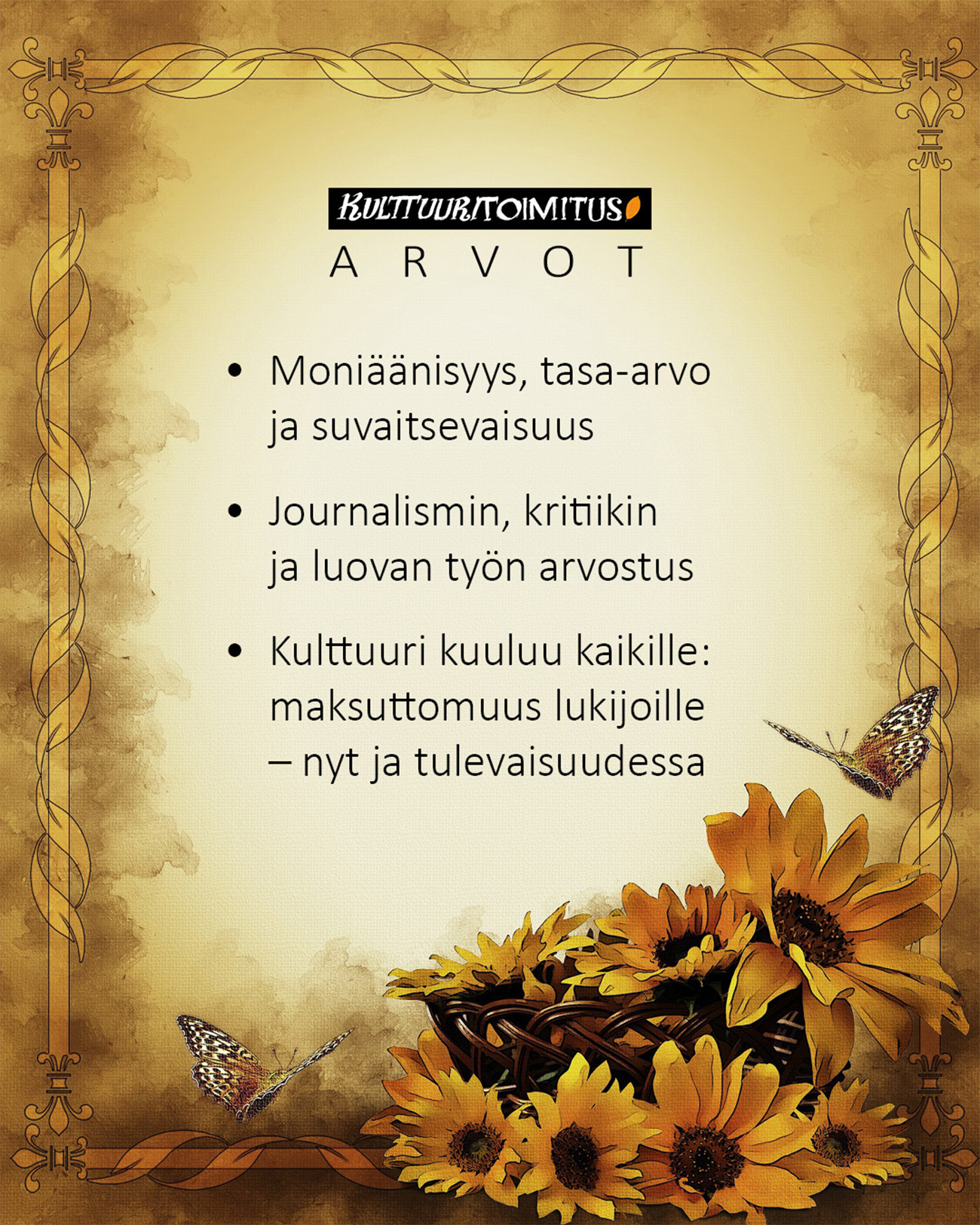 01 verkkolehden arvot kulttuuritoimitus