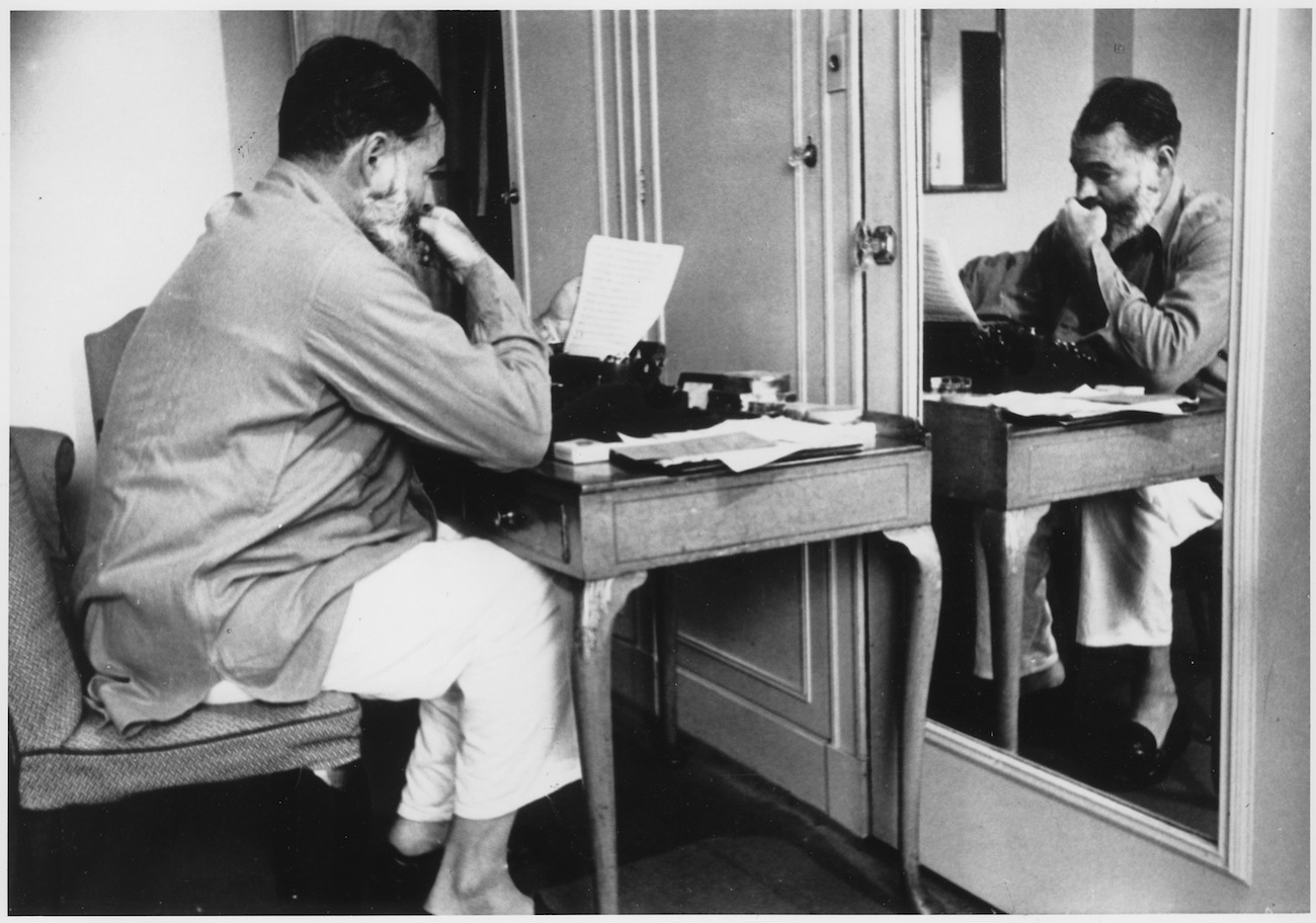 Ernest Hemingway in London at Dorchester Hotel 1944 NARA 192672