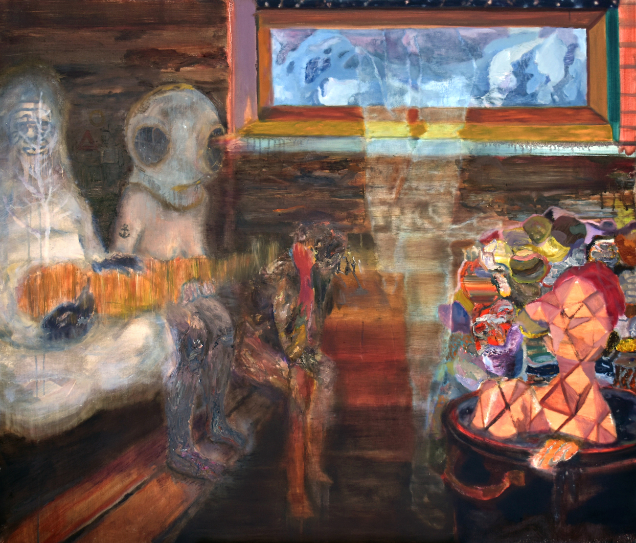 Raisa Raekallio & Misha del Val, Sauna Painting #2 (Awakening), öljy pellavalle, 115 x 135 cm, 2021. Kuva Raisa ja Misha