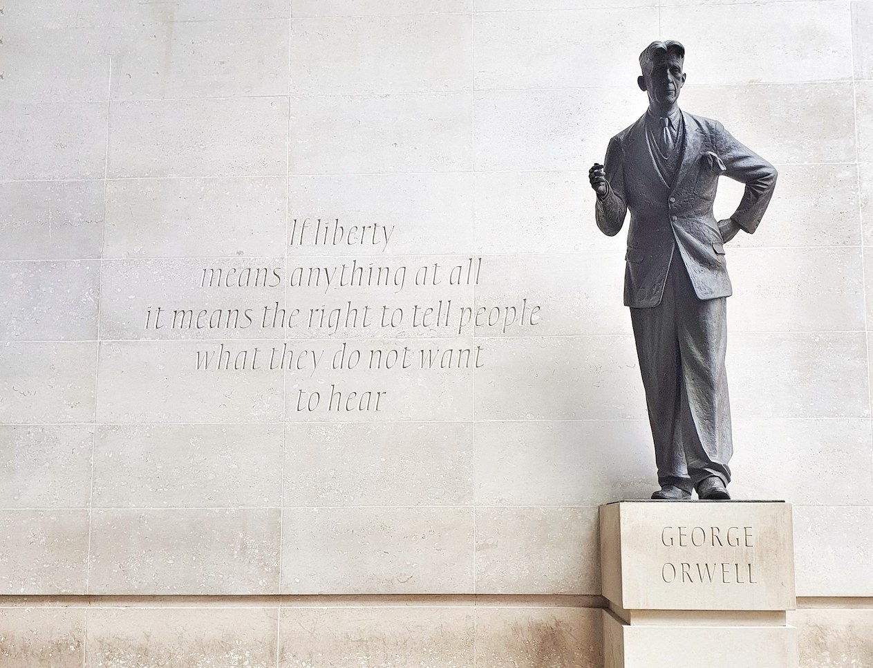 Statue of George Orwell at BBC Broadcasting House